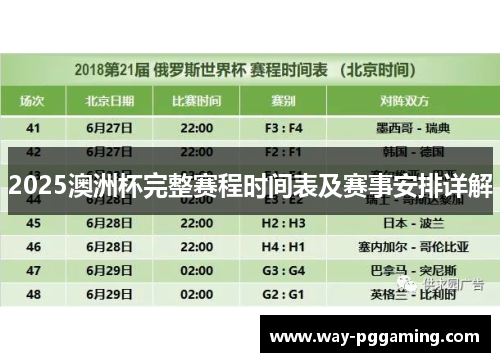 2025澳洲杯完整赛程时间表及赛事安排详解 2025澳洲杯完整赛程时间表及赛事安排详解